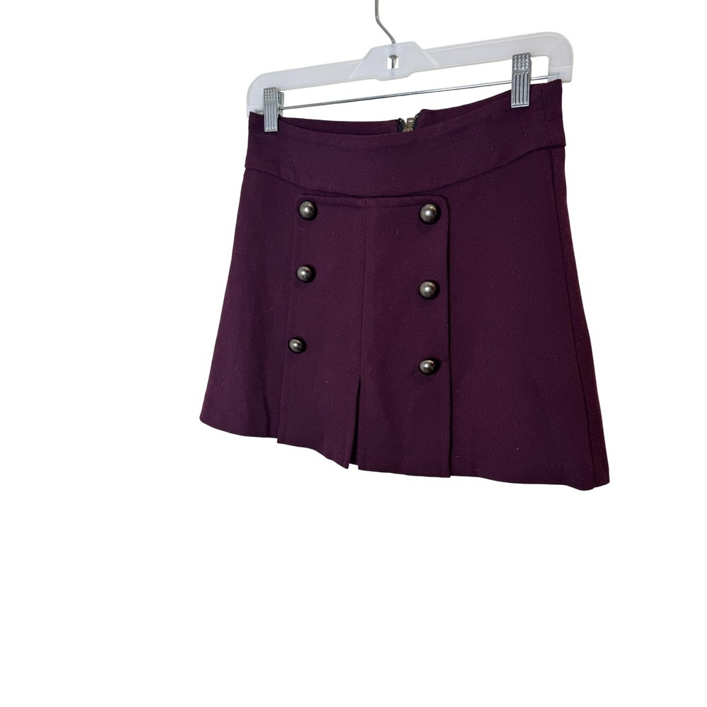 Cope Skirt Womens 2 Purple High Rise Mini Button Front Pleated Stretch A Line